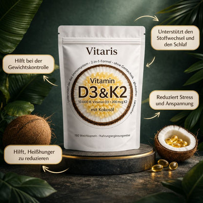 Vitamin D3 & K2 Hochdosiert — 6-Monats-Vorrat
